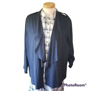 Michel Studio Collection Faux Suede Waterfall Blazer